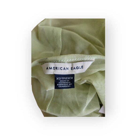 American Eagle Mesh Sheer Top XS Celery Green NWT - Picture 6 of 11
